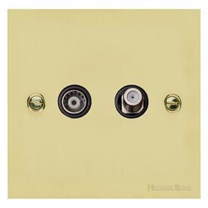 Richmond Elite Range Satin Brass Switches & Sockets, LP44 - TV/Satellite Socket by Heritage Brass By M-Marcus