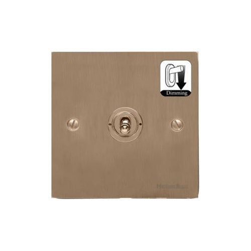 Elite Flat Plate Range Antique Brass Switches & Sockets, T91 - 1 Gang Dimming Toggle Switch by Heritage Brass By M-Marcus