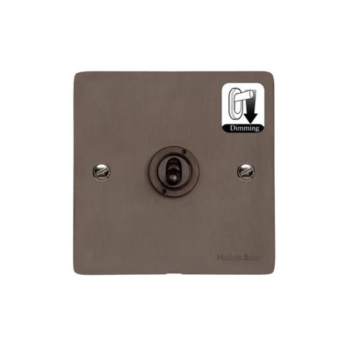 Elite Flat Plate Range Matt Bronze Switches & Sockets, T09 - 1 Gang Dimming Toggle Switch by Heritage Brass By M-Marcus
