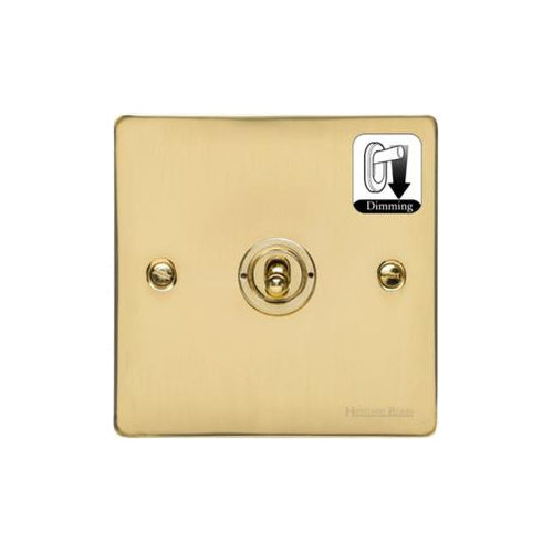 Elite Flat Plate Range Polished Brass Switches & Sockets, T01 - 1 Gang Dimming Toggle Switch by Heritage Brass By M-Marcus