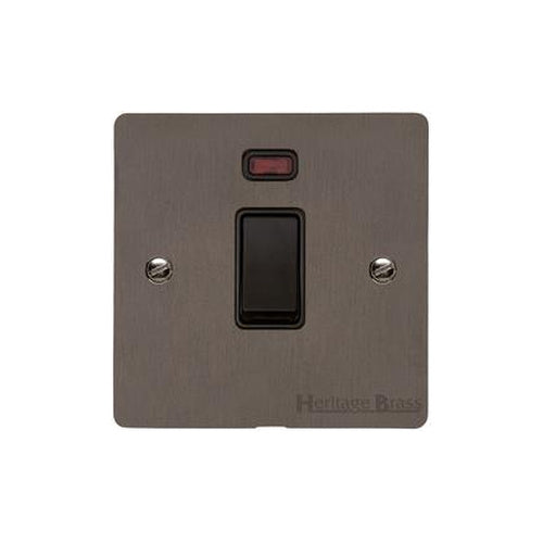 Elite Flat Plate Range Matt Bronze Switches & Sockets, T09 - 20A Double Pole Switch with Neon by Heritage Brass By M-Marcus