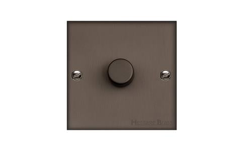 Heritage Brass Stylist Bronze Low Profile Plate - Square Edge - 1 Gang TED Dimmer (Compatible with LED Lamps)