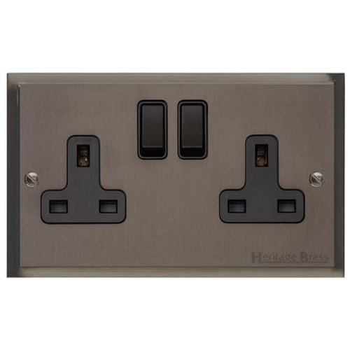 Elite Stepped Plate Range Matt Bronze Switches & Sockets, S09 - Double Socket (13 Amp) by Heritage Brass By M-Marcus