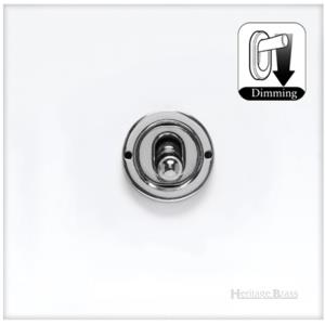 Windsor Range Matt White Switches & Sockets, WNW - 1 Gang Dimming Toggle Switch by Heritage Brass By M-Marcus