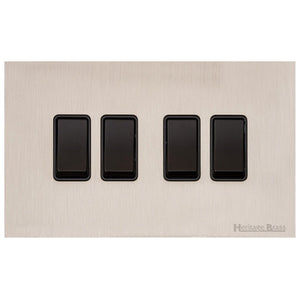 Windsor Range Satin Nickel Switches & Sockets, WN5 - 4 Gang Rocker Switch by Heritage Brass By M-Marcus