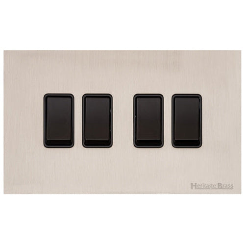Windsor Range Satin Nickel Switches & Sockets, WN5 - 4 Gang Rocker Switch by Heritage Brass By M-Marcus