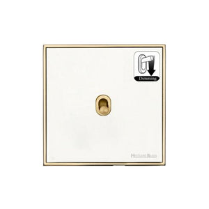Executive Range Matt White with Polished Brass Switches & Sockets, EX10 - 1 Gang Dimming Stockholm Toggle by Heritage Brass By M-Marcus