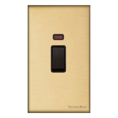 Windsor Range Satin Brass, WN44 - 45A DP Cooker Switch with Neon (tall plate)