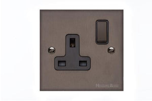 Heritage Brass Stylist Bronze Low Profile Plate - Square Edge - Single Socket (13 Amp)