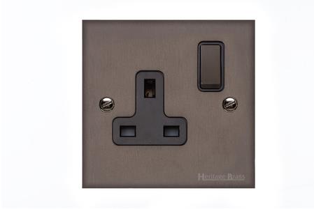 Heritage Brass Stylist Bronze Low Profile Plate - Square Edge - Single Socket (13 Amp)