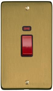 Elite Flat Plate Range Satin Brass Switches & Sockets, T04 - 45A DP Cooker Switch with Neon (tall plate) by Heritage Brass By M-Marcus