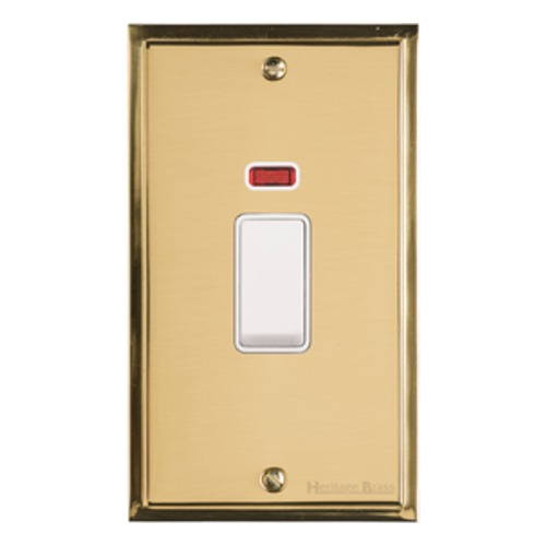 Elite Stepped Plate Range Polished Brass, S01 - 45A DP Cooker Switch with Neon (tall plate)