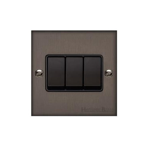 Richmond Elite Range Matt Bronze Switches & Sockets, LP9 - 3 Gang Rocker Switch by Heritage Brass By M-Marcus