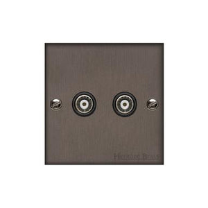 Richmond Elite Range Matt Bronze Switches & Sockets, LP9 - 2 Gang TV Coaxial Socket by Heritage Brass By M-Marcus