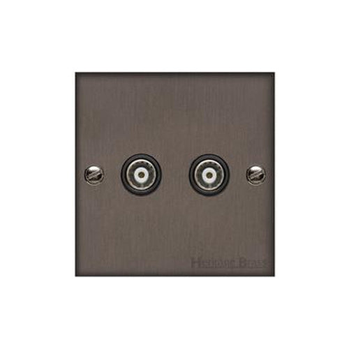 Richmond Elite Range Matt Bronze Switches & Sockets, LP9 - 2 Gang TV Coaxial Socket by Heritage Brass By M-Marcus