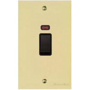 Richmond Elite Range Satin Brass Switches & Sockets, LP44 - 45A DP Cooker Switch with Neon (tall plate) by Heritage Brass By M-Marcus