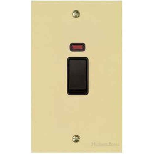 Richmond Elite Range Satin Brass Switches & Sockets, LP44 - 45A DP Cooker Switch with Neon (tall plate) by Heritage Brass By M-Marcus