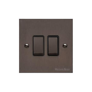 Heritage Brass Stylist Bronze Low Profile Plate - Square Edge - 2 Gang 2-Way Rocker Switch -Type RL9 by Heritage Brass By M-Marcus