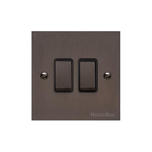 Heritage Brass Stylist Bronze Low Profile Plate - Square Edge - 2 Gang 2-Way Rocker Switch -Type RL9 by Heritage Brass By M-Marcus