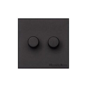 Windsor Range Jet Black (Project Finish) 2 Gang TED Dimmer (Compatible with LED Lamps) by Heritage Brass By M-Marcus