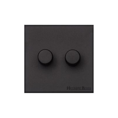 Windsor Range Jet Black (Project Finish) 2 Gang TED Dimmer (Compatible with LED Lamps) by Heritage Brass By M-Marcus