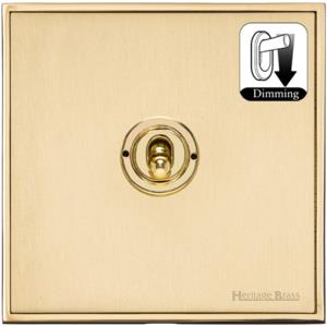 Executive Range Satin Brass with Polished Brass Switches & Sockets, EX14 - 1 Gang Dimming Toggle Switch by Heritage Brass By M-Marcus
