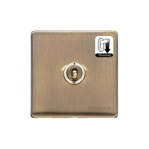 Studio Range Antique Brass Switches & Sockets, Y91 - 1 Gang Dimming Toggle Switch by Heritage Brass By M-Marcus