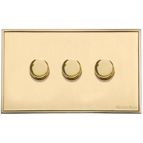 Executive Range-Satin Brass-3 Gang Dimmer (250 watts)