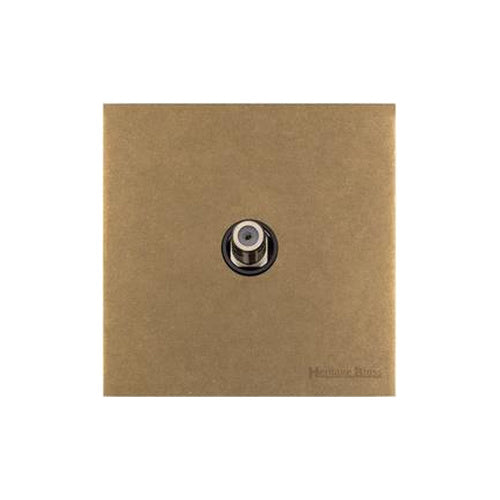 Windsor Range Aged Brass Switches & Sockets, WN50 - 1 Gang Satellite Socket by Heritage Brass By M-Marcus