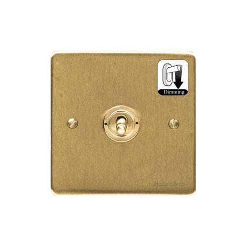Elite Flat Plate Range Satin Brass Switches & Sockets, T04 - 1 Gang Dimming Toggle Switch by Heritage Brass By M-Marcus
