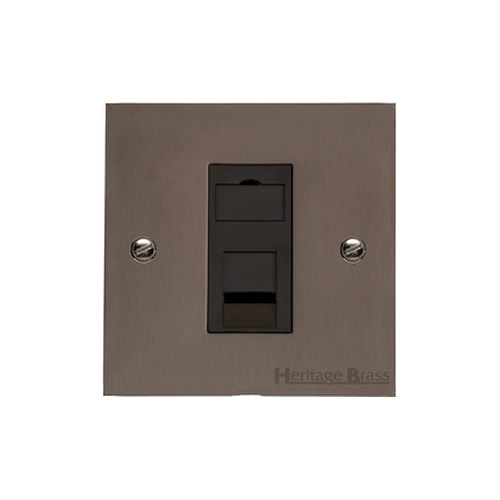 Heritage Brass Stylist Bronze Flat Plate - Square Edge - 1 Gang CAT6 - Type QL9 by Heritage Brass By M-Marcus