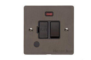 Elite Flat Plate Range Matt Bronze Switches & Sockets, T09 - Switched Spur with Neon + Cord (13 Amp) by Heritage Brass By M-Marcus
