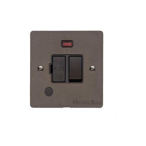 Elite Flat Plate Range Matt Bronze Switches & Sockets, T09 - Switched Spur with Neon + Cord (13 Amp) by Heritage Brass By M-Marcus