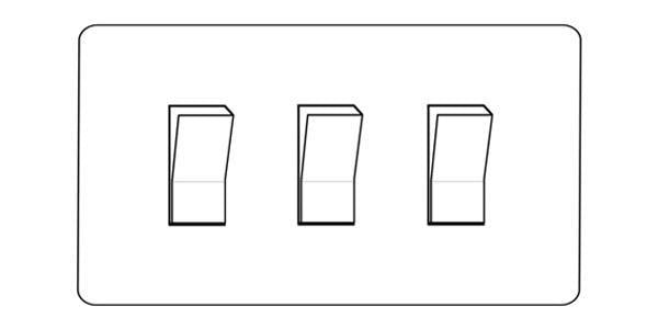 Executive Range-Satin Black Nickel & Chrome-3 Gang Rocker Switch Twin Plate