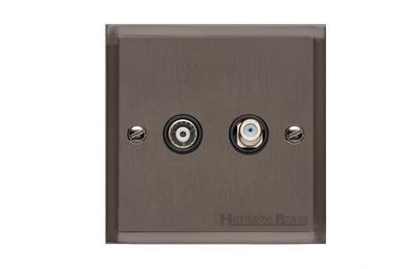 Elite Stepped Plate Range Matt Bronze Switches & Sockets, S09 - TV/Satellite Socket by Heritage Brass By M-Marcus