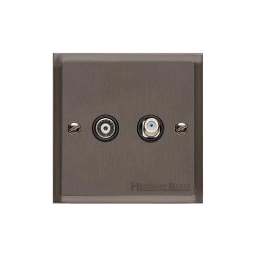 Elite Stepped Plate Range Matt Bronze Switches & Sockets, S09 - TV/Satellite Socket by Heritage Brass By M-Marcus