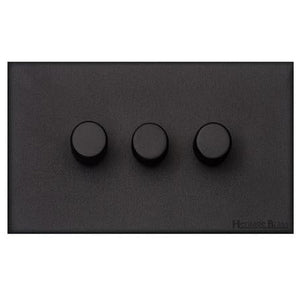 Windsor Range Jet Black (Project Finish) 3 Gang TED Dimmer (Compatible with LED Lamps) by Heritage Brass By M-Marcus