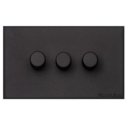 Windsor Range Jet Black (Project Finish) 3 Gang TED Dimmer (Compatible with LED Lamps) by Heritage Brass By M-Marcus