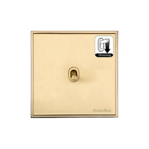 Executive Range Satin Brass with Polished Brass Switches & Sockets, EX14 - 1 Gang Dimming Stockholm Toggle by Heritage Brass By M-Marcus