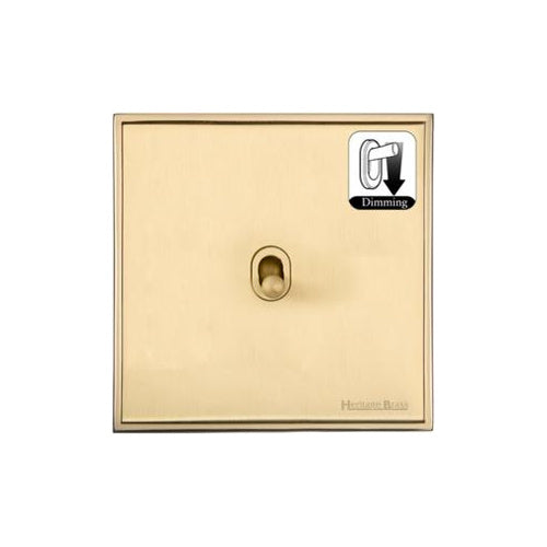 Executive Range Satin Brass with Polished Brass Switches & Sockets, EX14 - 1 Gang Dimming Stockholm Toggle by Heritage Brass By M-Marcus