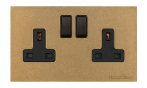 Windsor Range Aged Brass Switches & Sockets, WN50 - Double Socket (13 Amp) by Heritage Brass By M-Marcus