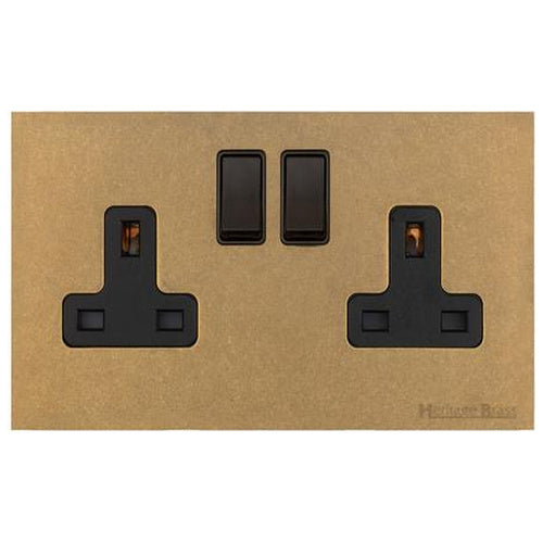 Windsor Range Aged Brass Switches & Sockets, WN50 - Double Socket (13 Amp) by Heritage Brass By M-Marcus