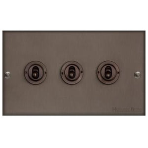 Richmond Elite Range Matt Bronze Switches & Sockets, LP9 - 3 Gang Toggle Switch by Heritage Brass By M-Marcus