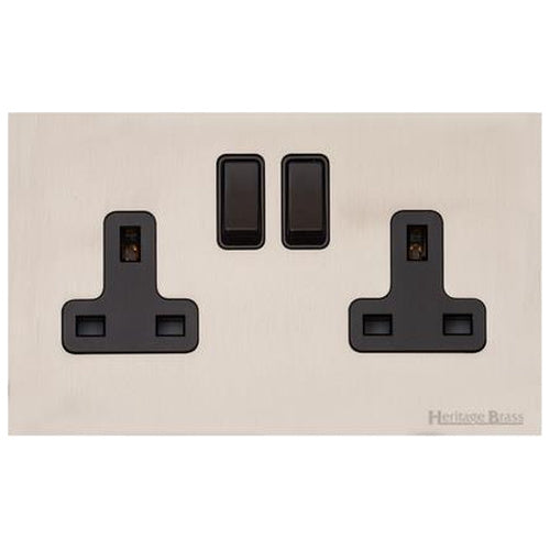 Windsor Range Satin Nickel Switches & Sockets, WN5 - Double Socket (13 Amp) by Heritage Brass By M-Marcus