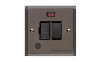 Elite Stepped Plate Range Matt Bronze Switches & Sockets, S09 - Switched Spur with Neon + Cord (13 Amp) by Heritage Brass By M-Marcus