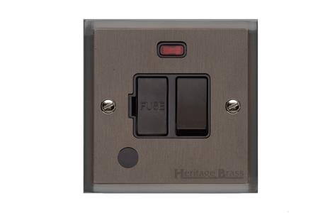 Elite Stepped Plate Range Matt Bronze Switches & Sockets, S09 - Switched Spur with Neon + Cord (13 Amp) by Heritage Brass By M-Marcus