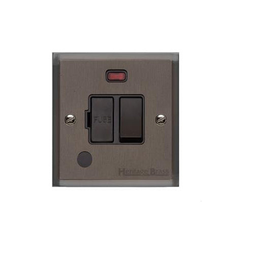 Elite Stepped Plate Range Matt Bronze Switches & Sockets, S09 - Switched Spur with Neon + Cord (13 Amp) by Heritage Brass By M-Marcus