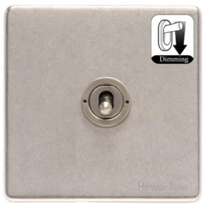 Vintage Range Rustic Nickel Switches & Sockets, XRN - 1 Gang Dimming Toggle Switch by Heritage Brass By M-Marcus