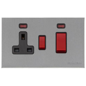 Windsor Range Satin Chrome Silk Switches & Sockets, WN35 - 45A Cooker Unit + 13A Socket by Heritage Brass By M-Marcus