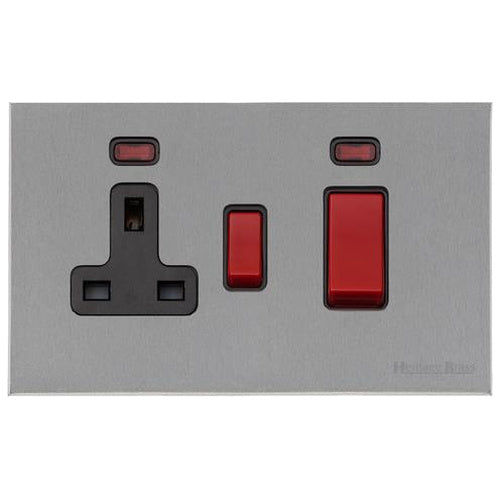 Windsor Range Satin Chrome Silk Switches & Sockets, WN35 - 45A Cooker Unit + 13A Socket by Heritage Brass By M-Marcus